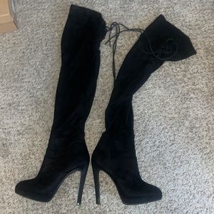 Black thigh high boots Size 8